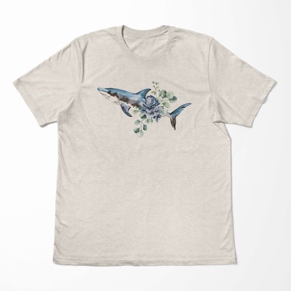 Paul Sinus Art Herren Shirt 100% gekämmte Bio-Baumwolle T-Shirt Hai Wasserfarben Motiv Nachhaltig Ökomode aus erne Kostenloser Versand international