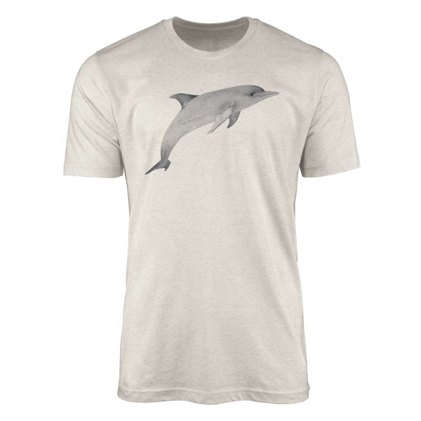 Paul Sinus Art Herren Shirt 100% gekämmte Bio-Baumwolle T-Shirt Delfin Wasserfarben Motiv Nachhaltig Ökomode aus e Begrenzt auf 3 Tage