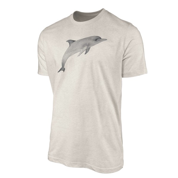 Paul Sinus Art Herren Shirt 100% gekämmte Bio-Baumwolle T-Shirt Delfin Wasserfarben Motiv Nachhaltig Ökomode aus e Begrenzt auf 3 Tage
