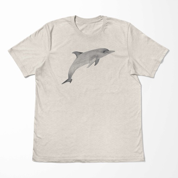 Paul Sinus Art Herren Shirt 100% gekämmte Bio-Baumwolle T-Shirt Delfin Wasserfarben Motiv Nachhaltig Ökomode aus e Begrenzt auf 3 Tage