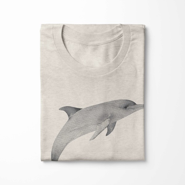 Paul Sinus Art Herren Shirt 100% gekämmte Bio-Baumwolle T-Shirt Delfin Wasserfarben Motiv Nachhaltig Ökomode aus e Begrenzt auf 3 Tage