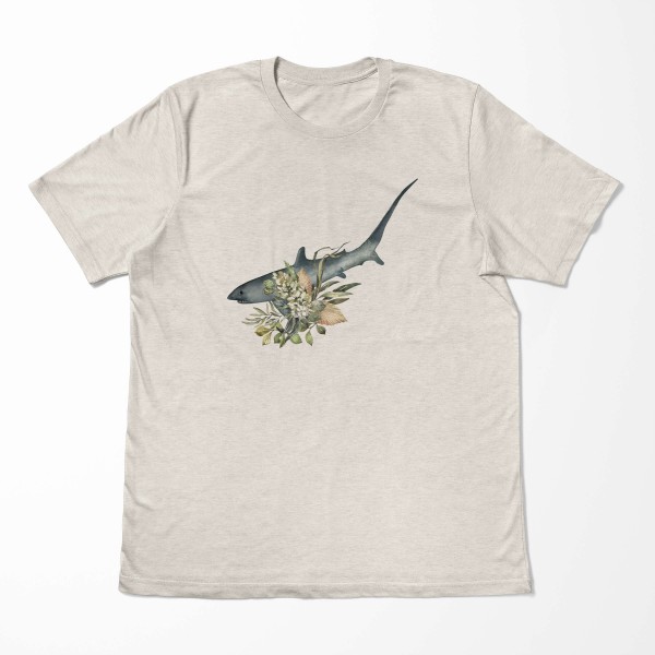 Paul Sinus Art Herren Shirt 100% gekämmte Bio-Baumwolle T-Shirt Blumen Hai Wasserfarben Motiv Nachhaltig Ökomode a Speichern exportieren