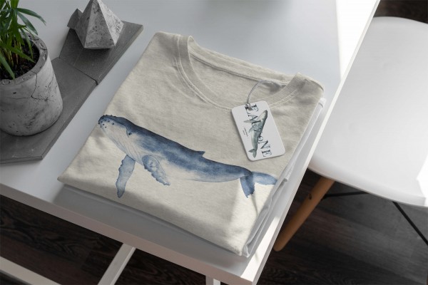 Paul Sinus Art Herren Shirt 100% gekämmte Bio-Baumwolle T-Shirt Glattwal Wasserfarben Motiv Nachhaltig Ökomode aus Im Verkauf