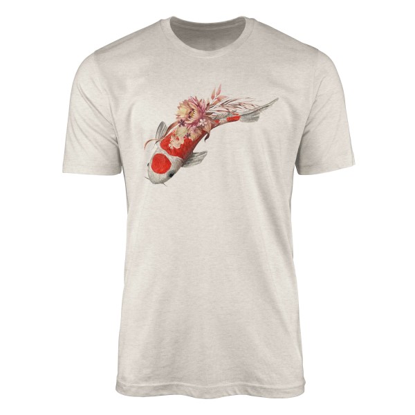 Paul Sinus Art Herren Shirt 100% gekämmte Bio-Baumwolle T-Shirt Blumen Koi Wasserfarben Motiv Nachhaltig Ökomode a zollfrei