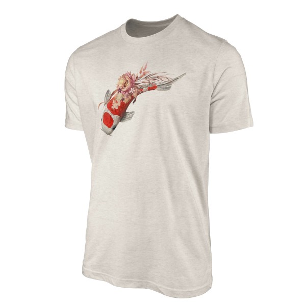 Paul Sinus Art Herren Shirt 100% gekämmte Bio-Baumwolle T-Shirt Blumen Koi Wasserfarben Motiv Nachhaltig Ökomode a zollfrei