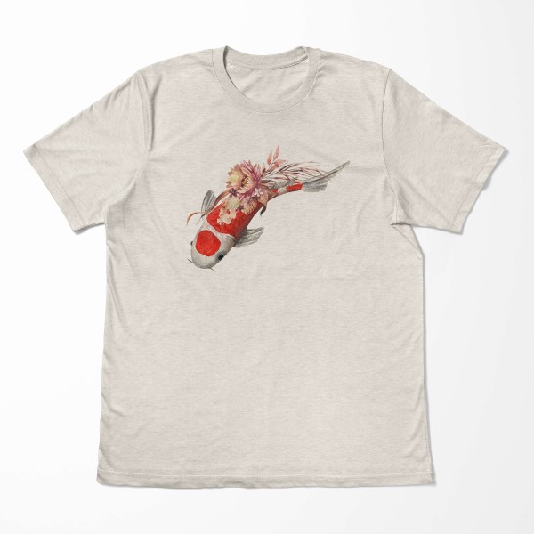 Paul Sinus Art Herren Shirt 100% gekämmte Bio-Baumwolle T-Shirt Blumen Koi Wasserfarben Motiv Nachhaltig Ökomode a zollfrei