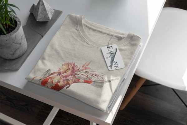 Paul Sinus Art Herren Shirt 100% gekämmte Bio-Baumwolle T-Shirt Blumen Koi Wasserfarben Motiv Nachhaltig Ökomode a zollfrei