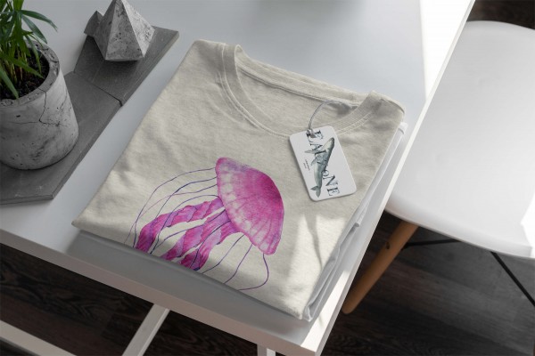 Paul Sinus Art Herren Shirt 100% gekämmte Bio-Baumwolle T-Shirt Qualle Wasserfarben Motiv Nachhaltig Ökomode aus e 50% Rabatt für begrenzte Zeit