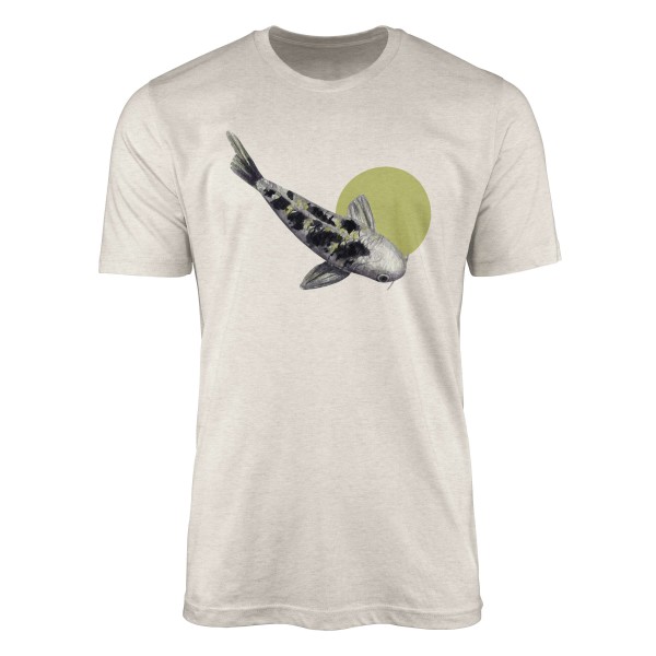 Paul Sinus Art Herren Shirt 100% gekämmte Bio-Baumwolle T-Shirt Koi Karpfen Wasserfarben Motiv Nachhaltig Ökomode