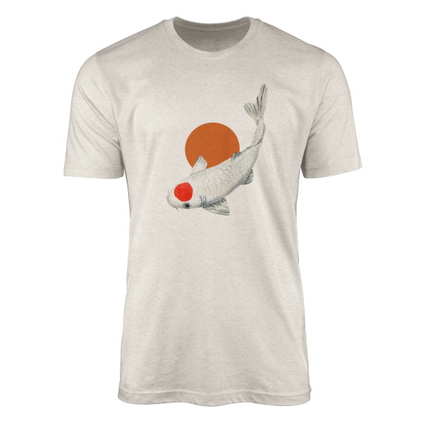Paul Sinus Art Herren Shirt 100% gekämmte Bio-Baumwolle T-Shirt Zuchtkarpfen Koi Wasserfarben Motiv Nachhaltig Öko