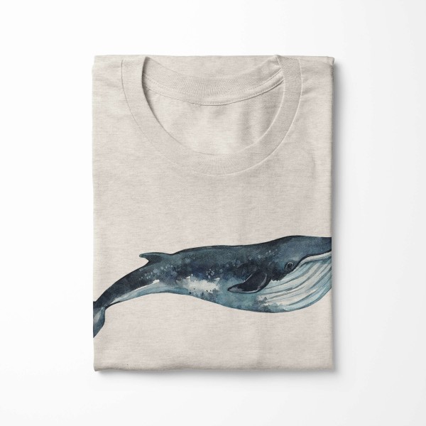 Paul Sinus Art Herren Shirt 100% gekämmte Bio-Baumwolle T-Shirt Blauwal Wasserfarben Motiv Nachhaltig Ökomode aus Verkauf