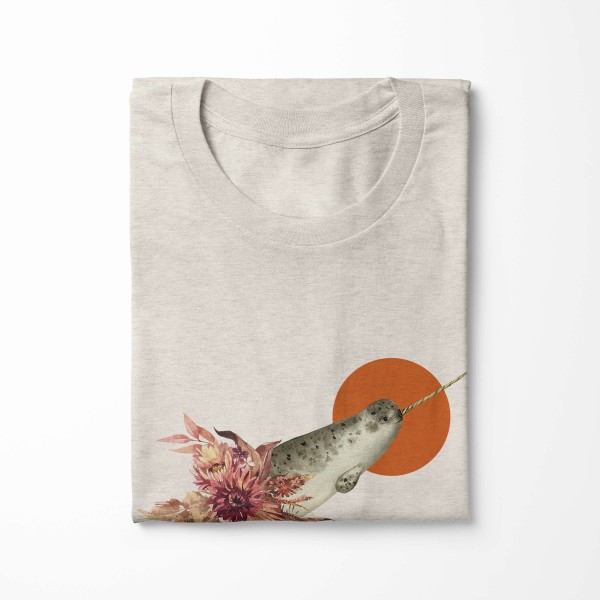 Paul Sinus Art Herren Shirt 100% gekämmte Bio-Baumwolle T-Shirt Narwal Blumen Wasserfarben Motiv Nachhaltig Ökomod Hotsell