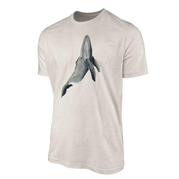 Paul Sinus Art Herren Shirt 100% gekämmte Bio-Baumwolle T-Shirt Buckelwal Wasserfarben Motiv Nachhaltig Ökomode au im Angebot