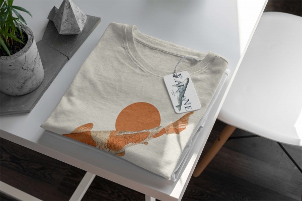 Paul Sinus Art Herren Shirt 100% gekämmte Bio-Baumwolle T-Shirt Koi Zuchtkarpfen Wasserfarben Motiv Nachhaltig Öko Günstiger Verkauf