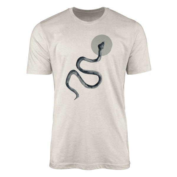 Paul Sinus Art Herren Shirt 100% gekämmte Bio-Baumwolle T-Shirt Seeschlange Schlange Wasserfarben Motiv Nachhaltig