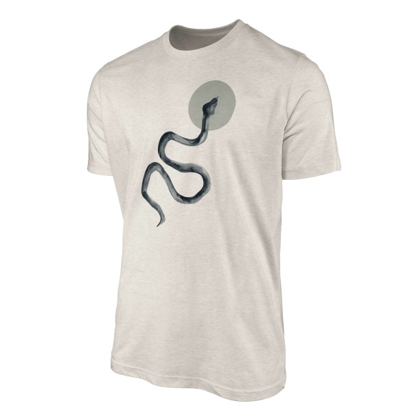 Paul Sinus Art Herren Shirt 100% gekämmte Bio-Baumwolle T-Shirt Seeschlange Schlange Wasserfarben Motiv Nachhaltig Meist gekauft