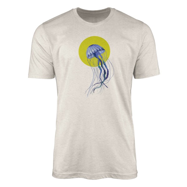 Paul Sinus Art Herren Shirt 100% gekämmte Bio-Baumwolle T-Shirt Qualle Wasserfarben Motiv Nachhaltig Ökomode aus e