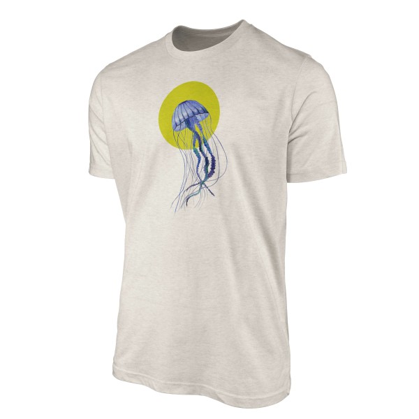 Paul Sinus Art Herren Shirt 100% gekämmte Bio-Baumwolle T-Shirt Qualle Wasserfarben Motiv Nachhaltig Ökomode aus e Blitzverkäufe