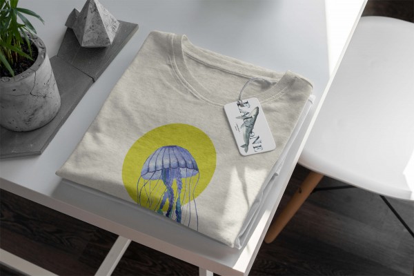 Paul Sinus Art Herren Shirt 100% gekämmte Bio-Baumwolle T-Shirt Qualle Wasserfarben Motiv Nachhaltig Ökomode aus e Blitzverkäufe