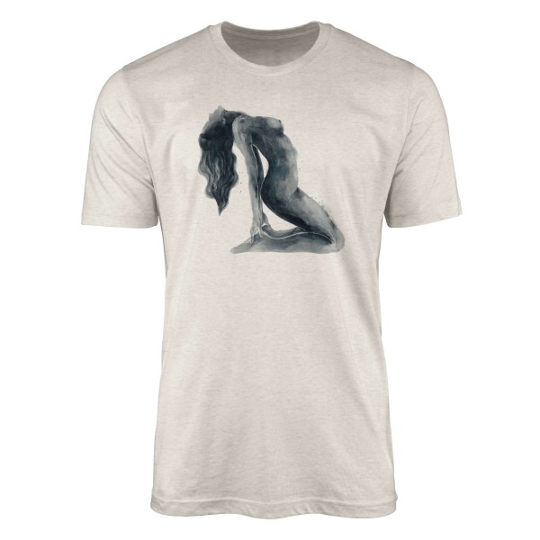Paul Sinus Art Herren Shirt 100% gekämmte Bio-Baumwolle T-Shirt Akt Aquarell junge Frau Motiv Nachhaltig Ökomode a