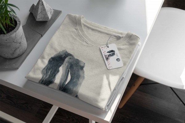 Paul Sinus Art Herren Shirt 100% gekämmte Bio-Baumwolle T-Shirt Akt Aquarell junge Frau Motiv Nachhaltig Ökomode a Fabrik Onlineshop