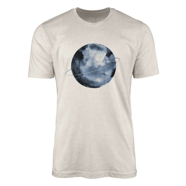 Paul Sinus Art Herren Shirt 100% gekämmte Bio-Baumwolle T-Shirt Vollmond Aquarell Motiv Nachhaltig Ökomode aus ern