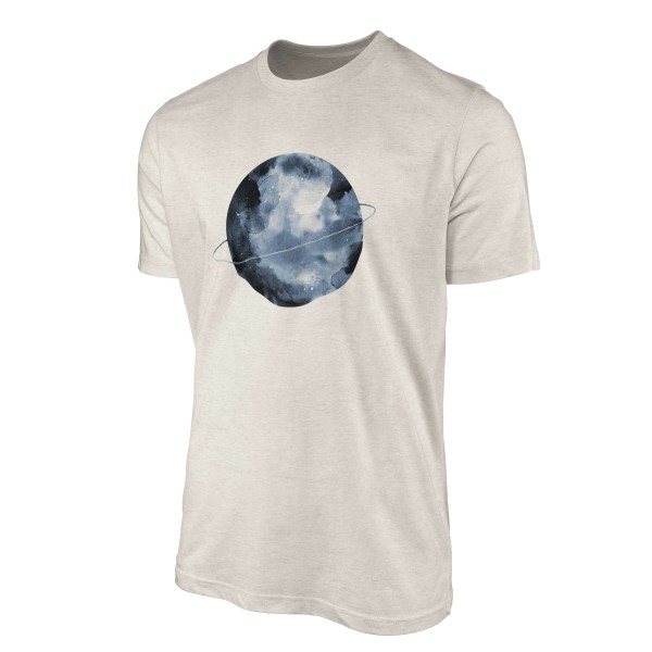 Paul Sinus Art Herren Shirt 100% gekämmte Bio-Baumwolle T-Shirt Vollmond Aquarell Motiv Nachhaltig Ökomode aus ern Sonderangebot