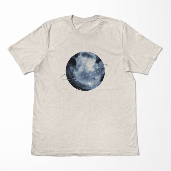Paul Sinus Art Herren Shirt 100% gekämmte Bio-Baumwolle T-Shirt Vollmond Aquarell Motiv Nachhaltig Ökomode aus ern Sonderangebot