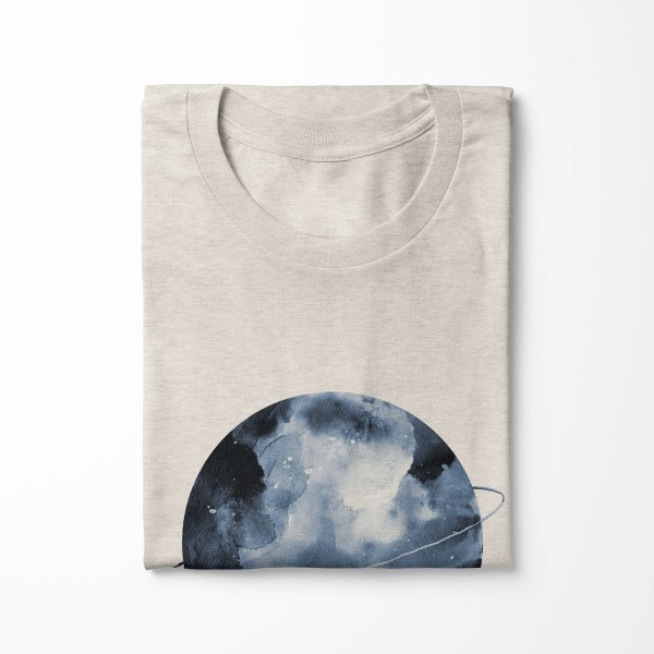 Paul Sinus Art Herren Shirt 100% gekämmte Bio-Baumwolle T-Shirt Vollmond Aquarell Motiv Nachhaltig Ökomode aus ern Sonderangebot