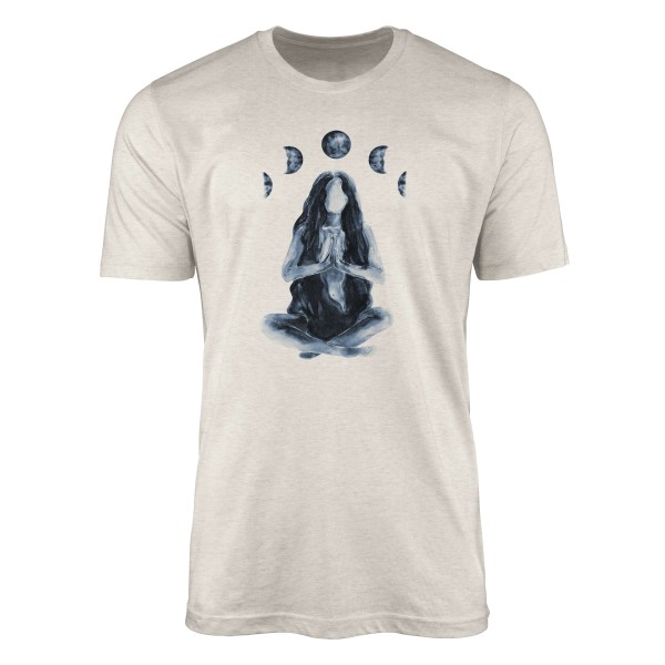 Paul Sinus Art Herren Shirt 100% gekämmte Bio-Baumwolle T-Shirt Mondzyklus Aquarell junge Frau Motiv Nachhaltig Ök