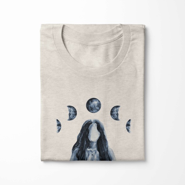 Paul Sinus Art Herren Shirt 100% gekämmte Bio-Baumwolle T-Shirt Mondzyklus Aquarell junge Frau Motiv Nachhaltig Ök Rabatt