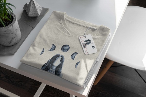 Paul Sinus Art Herren Shirt 100% gekämmte Bio-Baumwolle T-Shirt Mondzyklus Aquarell junge Frau Motiv Nachhaltig Ök Rabatt