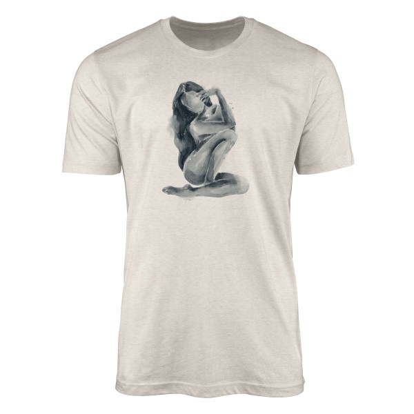 Paul Sinus Art Herren Shirt 100% gekämmte Bio-Baumwolle T-Shirt Wasserfarben schöne Frau Motiv Nachhaltig Ökomode