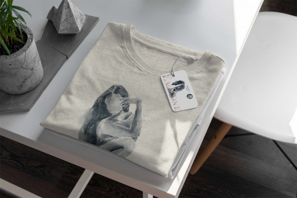 Paul Sinus Art Herren Shirt 100% gekämmte Bio-Baumwolle T-Shirt Wasserfarben schöne Frau Motiv Nachhaltig Ökomode Günstig kaufen