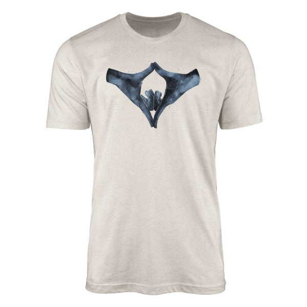 Paul Sinus Art Herren Shirt 100% gekämmte Bio-Baumwolle T-Shirt Wasserfarben Hände Motiv Nachhaltig Ökomode aus er