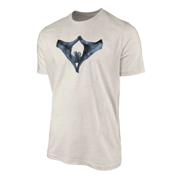 Paul Sinus Art Herren Shirt 100% gekämmte Bio-Baumwolle T-Shirt Wasserfarben Hände Motiv Nachhaltig Ökomode aus er Versandkostenfrei