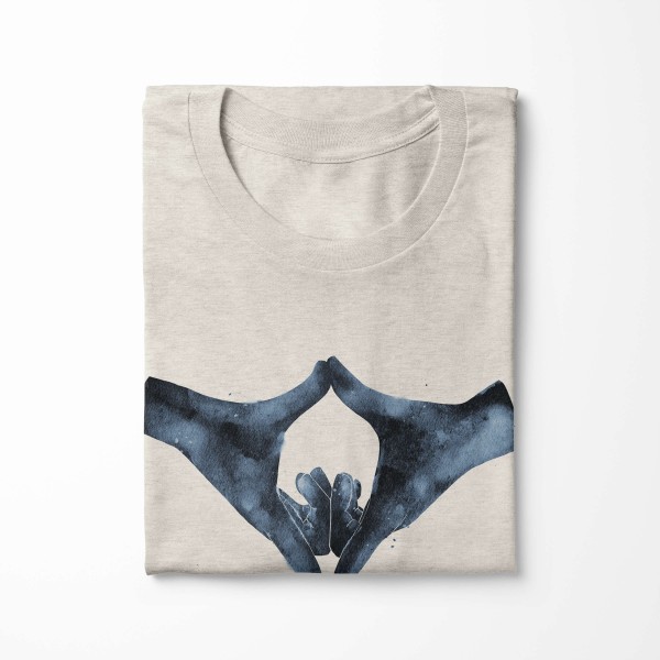 Paul Sinus Art Herren Shirt 100% gekämmte Bio-Baumwolle T-Shirt Wasserfarben Hände Motiv Nachhaltig Ökomode aus er Versandkostenfrei