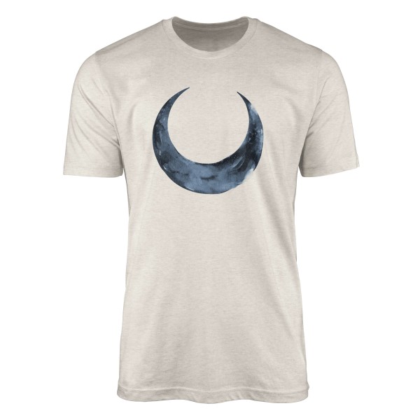 Paul Sinus Art Herren Shirt 100% gekämmte Bio-Baumwolle T-Shirt Wasserfarben Halbmond Motiv Nachhaltig Ökomode aus