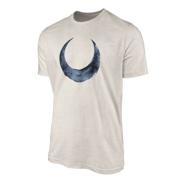 Paul Sinus Art Herren Shirt 100% gekämmte Bio-Baumwolle T-Shirt Wasserfarben Halbmond Motiv Nachhaltig Ökomode aus Flash Sale