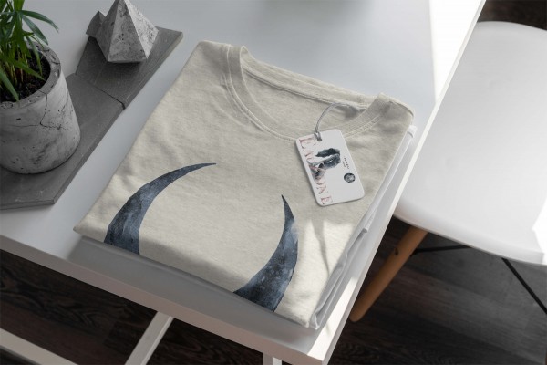Paul Sinus Art Herren Shirt 100% gekämmte Bio-Baumwolle T-Shirt Wasserfarben Halbmond Motiv Nachhaltig Ökomode aus Flash Sale