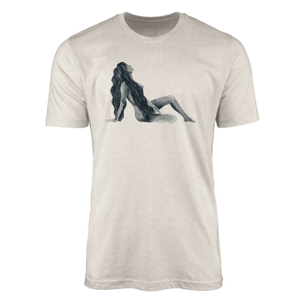 Paul Sinus Art Herren Shirt 100% gekämmte Bio-Baumwolle T-Shirt Wasserfarben hübsche Frau Motiv Nachhaltig Ökomode