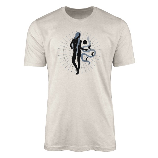 Paul Sinus Art Herren Shirt 100% gekämmte Bio-Baumwolle T-Shirt Astrologie Schlange Frau Motiv Nachhaltig Ökomode