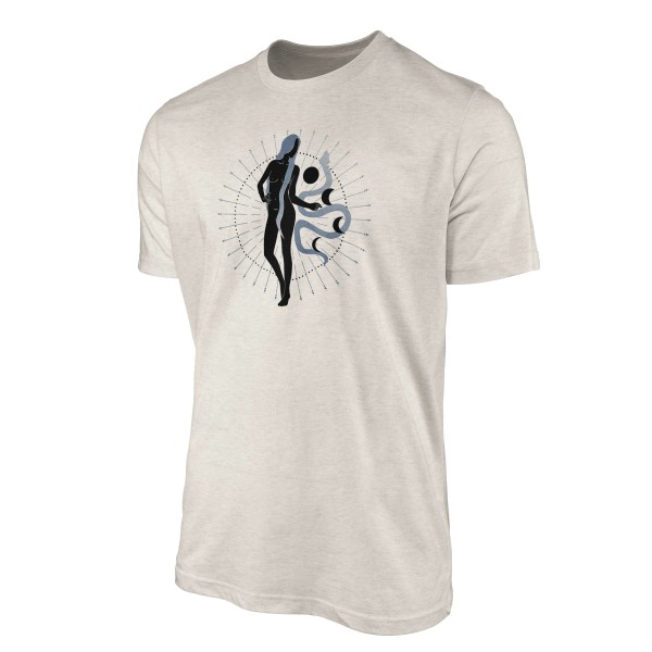 Paul Sinus Art Herren Shirt 100% gekämmte Bio-Baumwolle T-Shirt Astrologie Schlange Frau Motiv Nachhaltig Ökomode Preisnachlass