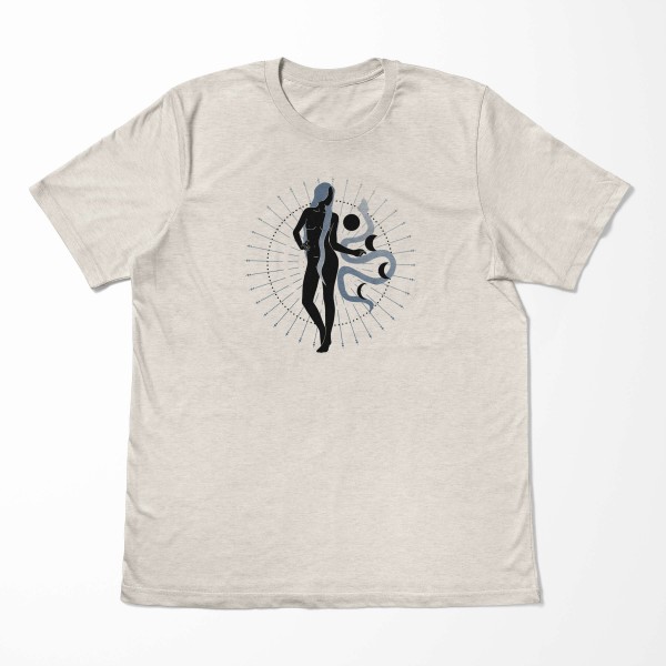 Paul Sinus Art Herren Shirt 100% gekämmte Bio-Baumwolle T-Shirt Astrologie Schlange Frau Motiv Nachhaltig Ökomode Preisnachlass
