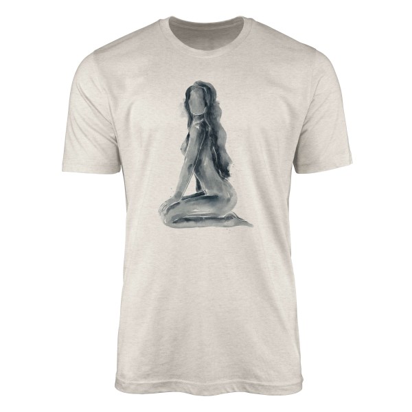 Paul Sinus Art Herren Shirt 100% gekämmte Bio-Baumwolle T-Shirt Aquarell junge Frau Motiv Nachhaltig Ökomode aus e