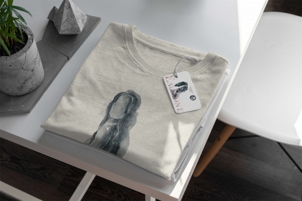 Paul Sinus Art Herren Shirt 100% gekämmte Bio-Baumwolle T-Shirt Aquarell junge Frau Motiv Nachhaltig Ökomode aus e Saisonschlussverkauf