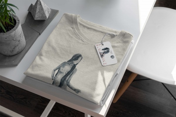 Paul Sinus Art Herren Shirt 100% gekämmte Bio-Baumwolle T-Shirt Wasserfarben schöne Frau Motiv Nachhaltig Ökomode Cyber Monday
