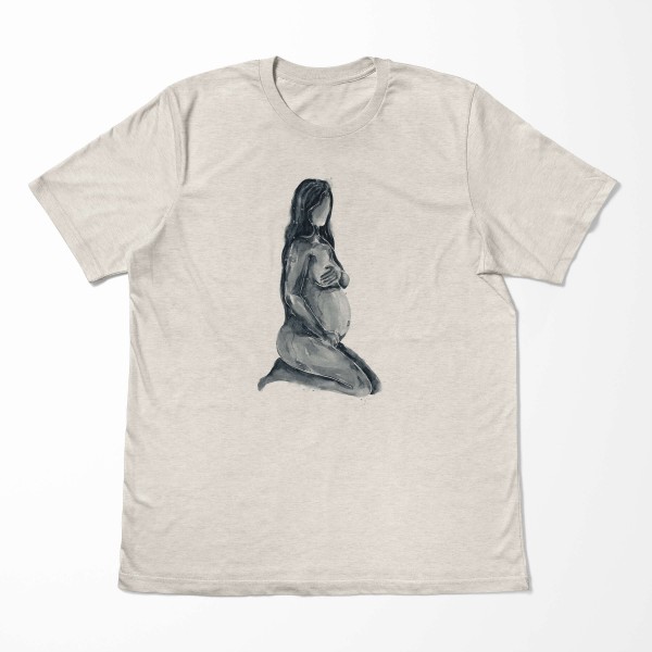 Paul Sinus Art Herren Shirt 100% gekämmte Bio-Baumwolle T-Shirt Aquarell schwangere Frau Motiv Nachhaltig Ökomode Weihnachtsangebot