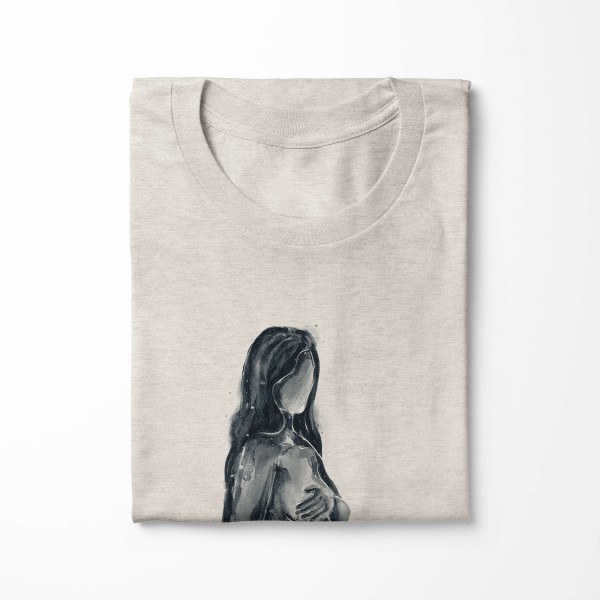 Paul Sinus Art Herren Shirt 100% gekämmte Bio-Baumwolle T-Shirt Aquarell schwangere Frau Motiv Nachhaltig Ökomode Weihnachtsangebot