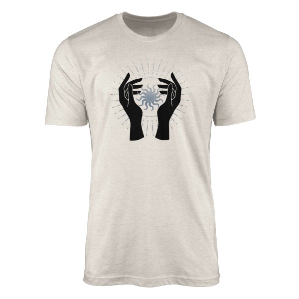 Paul Sinus Art Herren Shirt 100% gekämmte Bio-Baumwolle T-Shirt Hände Sonne Astrologie Motiv Nachhaltig Ökomode au